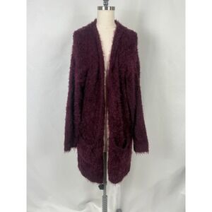 Chelsea & Theodore XL Fuzzy‎ Dark Feminine Cardigan Wine Layer Vamp Gothic